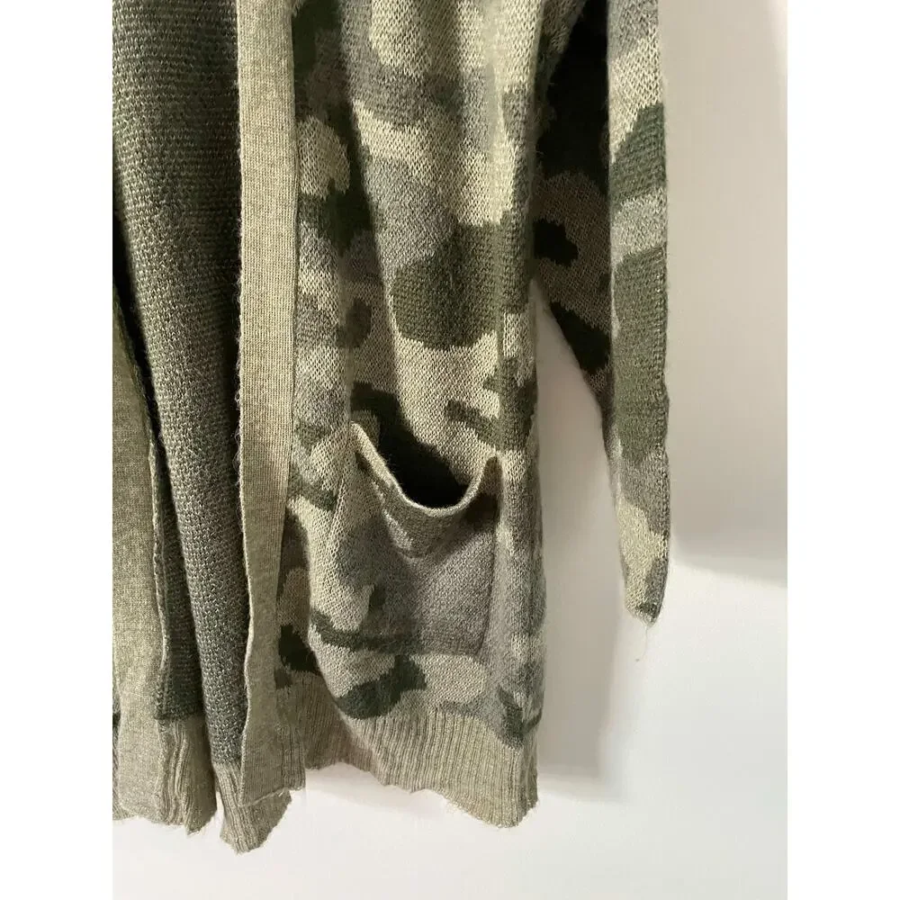American Eagle Camouflage Oversized Long Open Front Cardigan Army Green Size XS